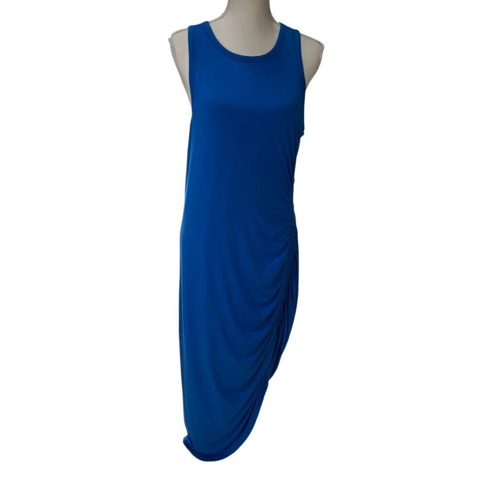 Veronica Beard NWT Sleeveless Ruched Side Midi Haylee Dress Azure Blue Size XL - Picture 5 of 11